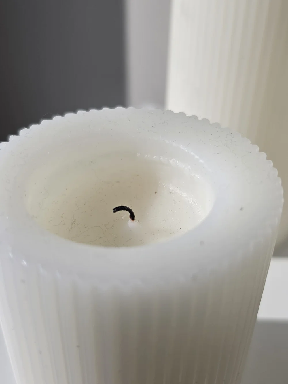 Unscented White Ribbed Pillar Candles - Set Of 3